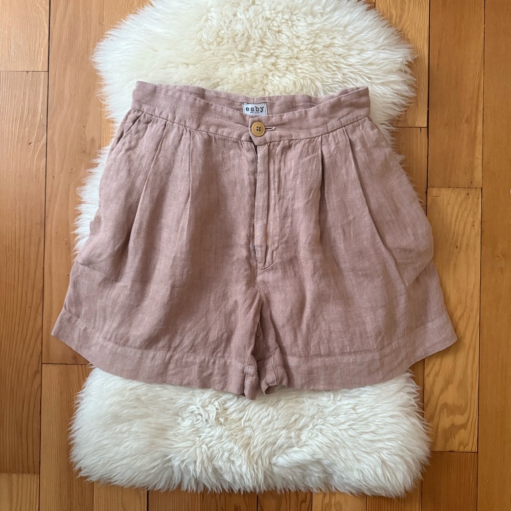 Esby Women's High Waist Linen Penny Shorts